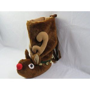 Rare Vintage Handmade ktb Originals Reindeer Christmas Stocking Shoulder Bag 15"